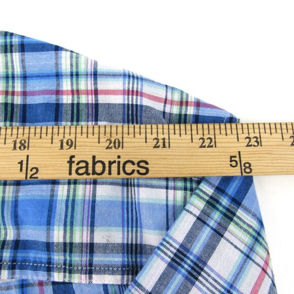 IZOD Saltwater Dockside Blue Plaid Chambray Short Sleeve Button Up Shirt 2XL - Picture 6 of 12